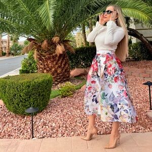 234 ‘Flora’ Floral A-Line Colorful Skirt